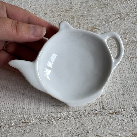 Set of Two Tea Plates - White Mayfair & Jackson Tea Bag Dish - Picture 4 of 7